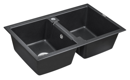 Кухонная мойка Paulmark TANDEM 80/2 PM238150-BL 80х50 цвет черный